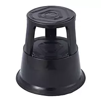Black Metal Rolling Kick Step Stool with 150kg Capacity