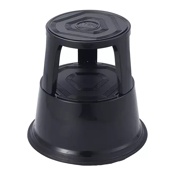 Black Metal Rolling Kick Step Stool with 150kg Capacity