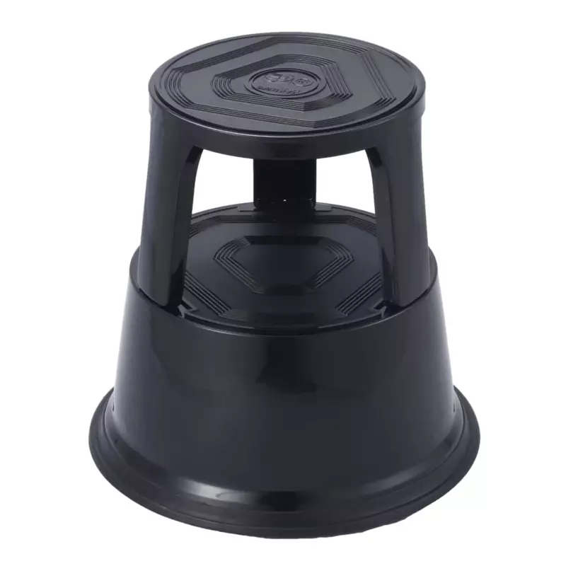 Black Metal Rolling Kick Step Stool with 150kg Capacity