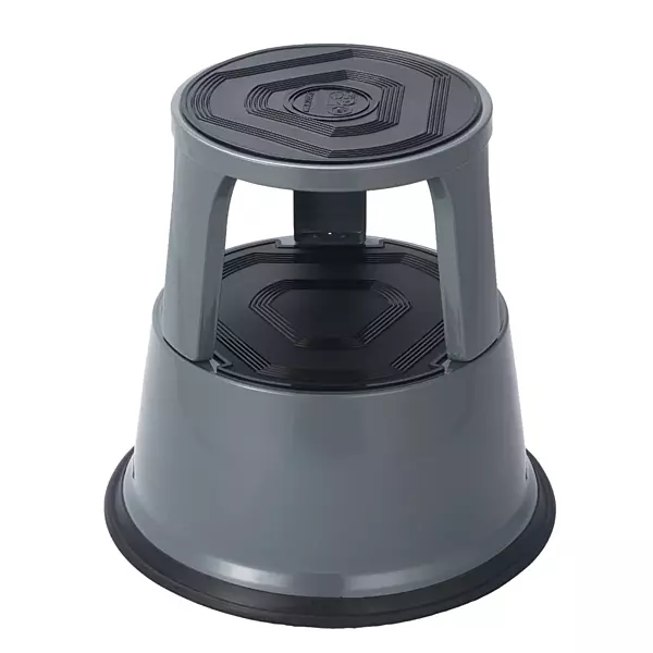 Dark Grey Metal Rolling Kick Step Stool with 150kg Capacity