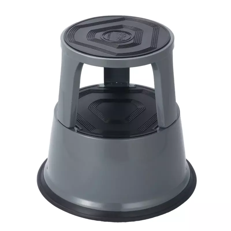 Dark Grey Metal Rolling Kick Step Stool with 150kg Capacity