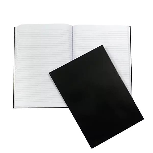 A4 160 Pages 8mm Ruled Charcoal Black Casebound Notebook