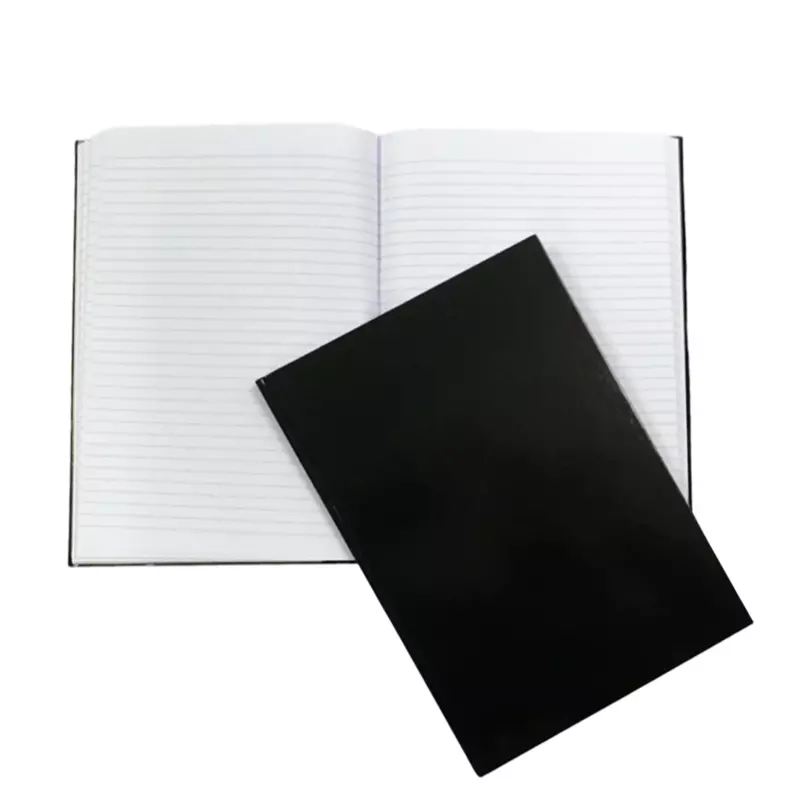 A4 160 Pages 8mm Ruled Charcoal Black Casebound Notebook