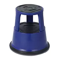 Blue Metal Rolling Kick Step Stool with 150kg Capacity