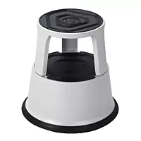 Light Grey Metal Rolling Kick Step Stool with 150kg Capacity