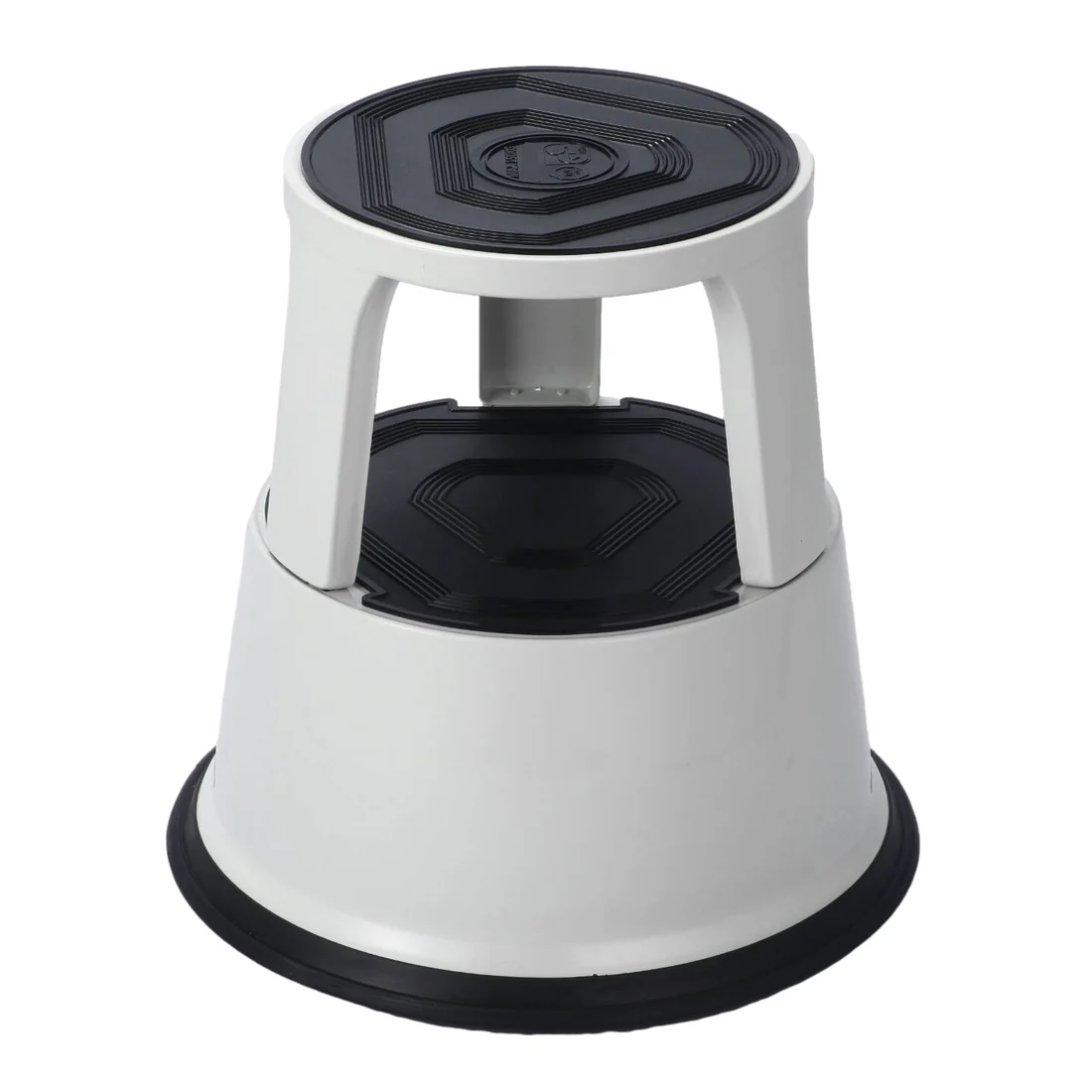 Light Grey Metal Rolling Kick Step Stool with 150kg Capacity