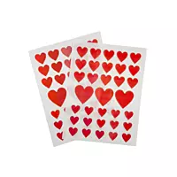 Pack of 66 Red Assorted Size Holographic Hearts Self-Adhesive Labels