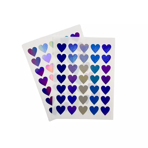 Pack of 70 Assorted Fashion Coloured Holographic Hearts Self-Adhesive Labels