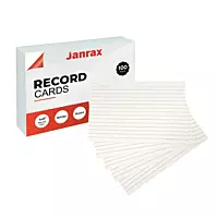 Pack of 100 White Ruled 6x4" Record Cards – Lined Study Index Cards for Notes, Revision