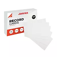 Pack of 100 White Plain 8x5" Record Cards – Blank Study Index Cards for Notes, Revision