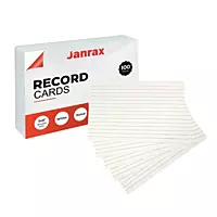 Pack of 100 White Ruled 8x5" Record Cards â€“ Lined Study Index Cards for Notes, Revision