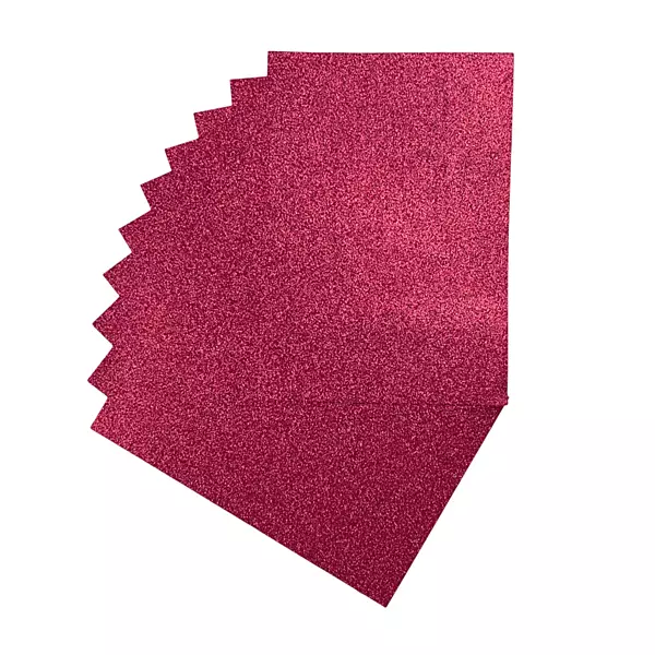 Pack of 10 A4 Hot Pink Glitter EVA Foam Sheets