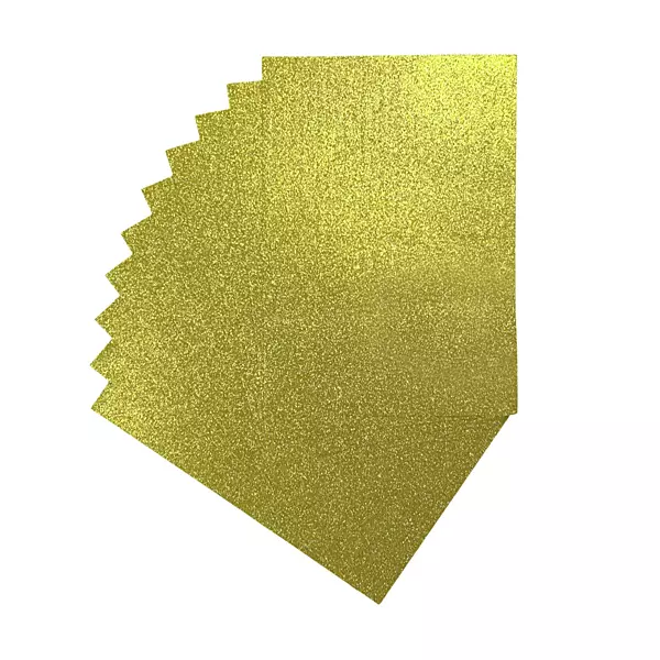Pack of 10 A4 Yellow Glitter EVA Foam Sheets