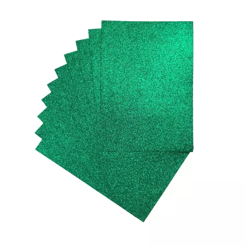 Pack of 10 A4 Green Glitter EVA Foam Sheets