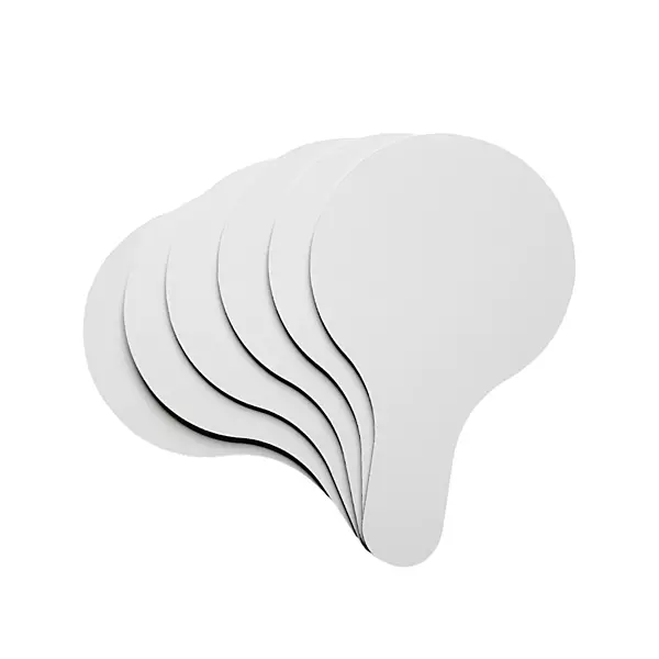 Pack of 6 Round Plain White MDF Double Sided Dry Erase Handheld Answer Paddles - Mini Whiteboard