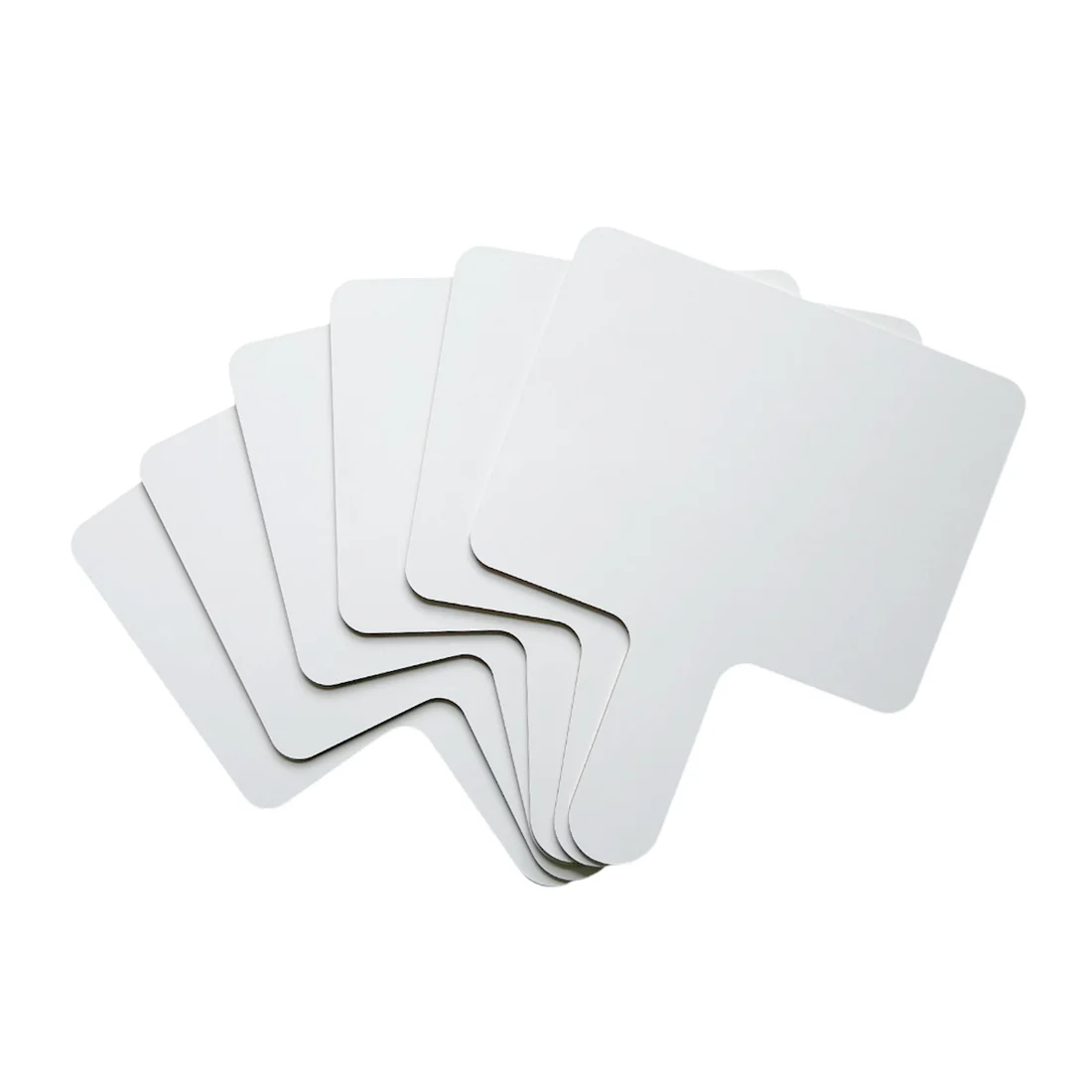 Pack of 6 Square Plain White MDF Double Sided Dry Erase Handheld Answer Paddles - Mini Whiteboard