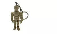 2.5"" Wooden Manikin Keyring - Movable Wood Limbs