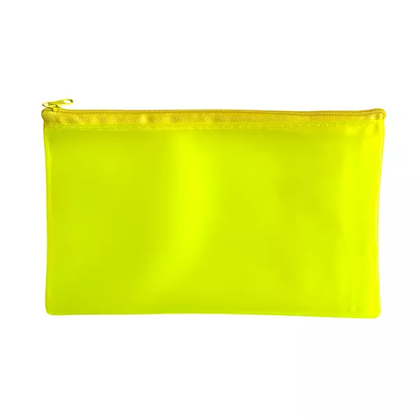 8x5"" Frosted Yellow Pencil Case - See Through Exam Clear Translucent