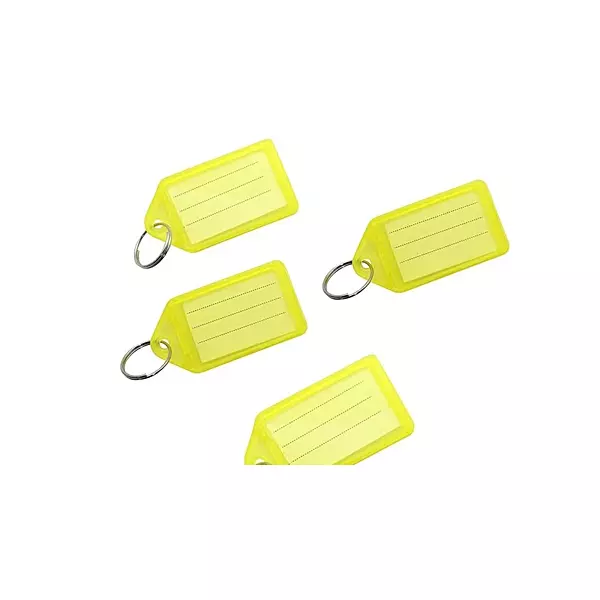 Pack of 100 Small Yellow Identity Tag Key Rings