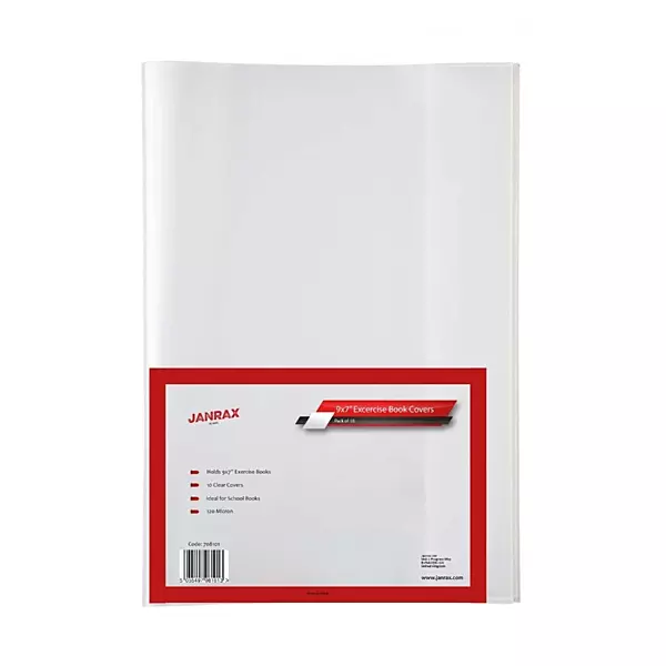 Pack of 10 9x7"" Clear Exercise Book Covers by Janrax