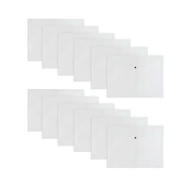 Pack of 12 Janrax A3 Clear Document Wallets - Button Stud Folder
