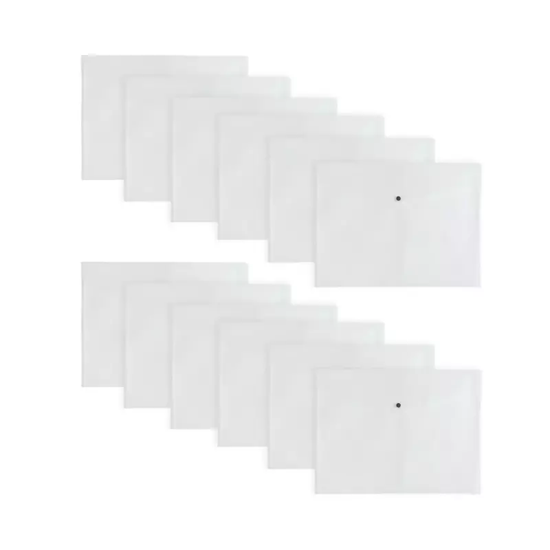 Pack of 12 Janrax A3 Clear Document Wallets - Button Stud Folder