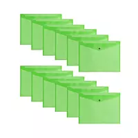Pack of 12 Janrax A3 Green Document Wallets - Button Stud Folder