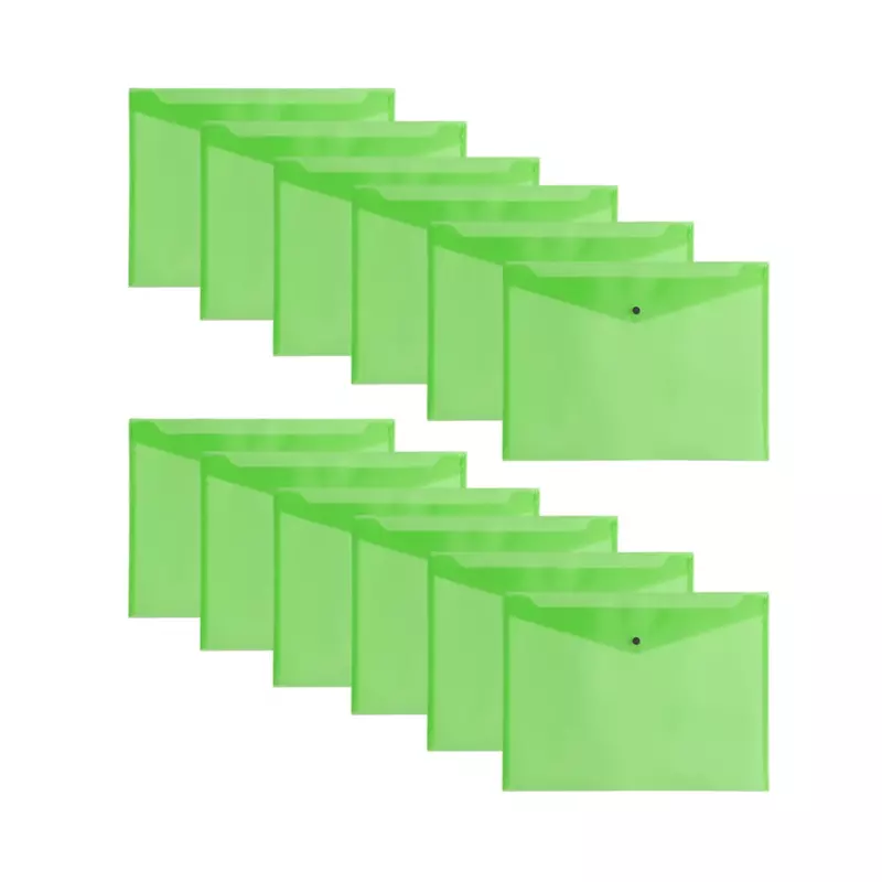 Pack of 12 Janrax A3 Green Document Wallets - Button Stud Folder
