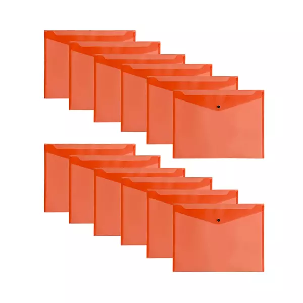 Pack of 12 Janrax A3 Red Document Wallets - Button Stud Folder