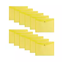 Pack of 12 Janrax A3 Yellow Document Wallets - Button Stud Folder