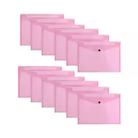 Pack of 12 Janrax A4 Pink Document Wallets - Button Stud Folder