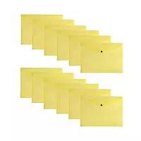 Pack of 12 Janrax A4 Yellow Document Wallets - Button Stud Folder