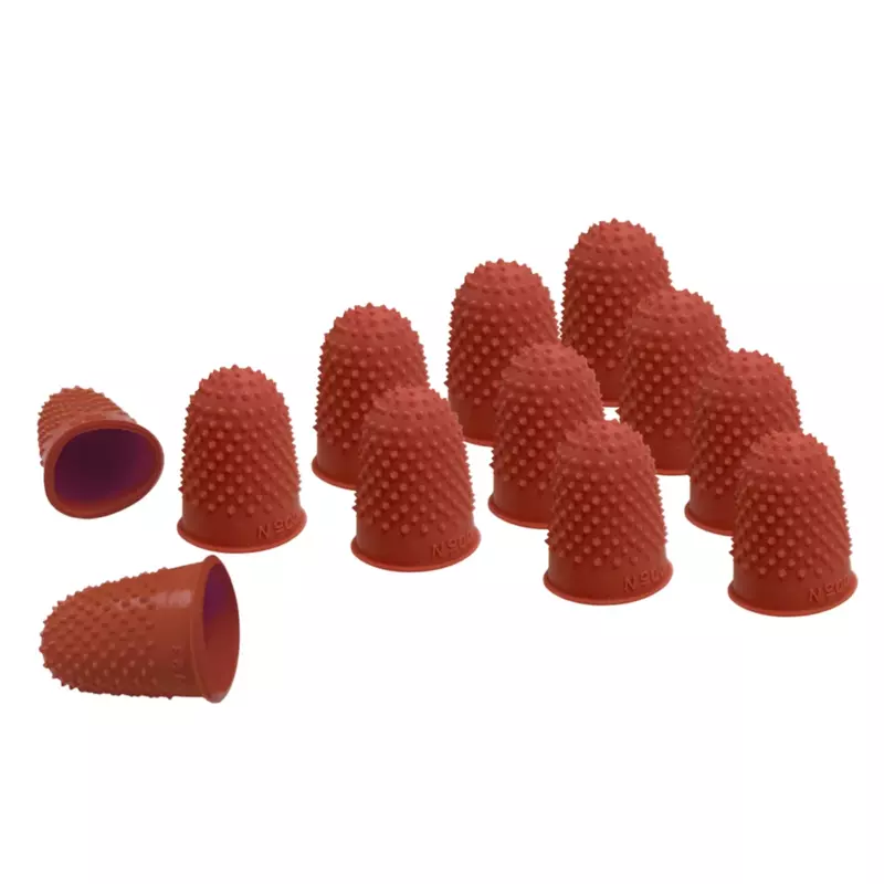Pack of 12 Red No.00 Rubber Thimblettes - Extra Small Thimble Finger Cones