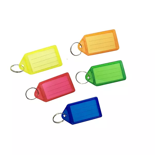 Pack of 50 Large Assorted Coloured Identity Tag Key Rings