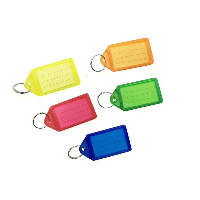 Pack of 50 Large Assorted Coloured Identity Tag Key Rings