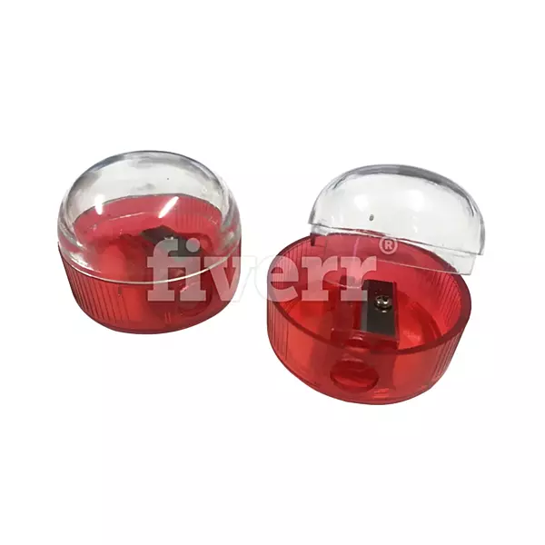 Pack of 12 Round Plastic Sharpeners With Cover Red