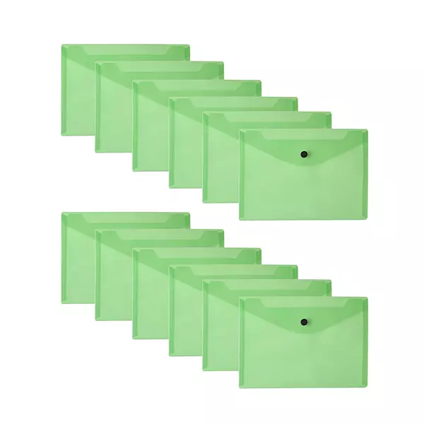 Pack of 12 Janrax A5 Green Document Wallets