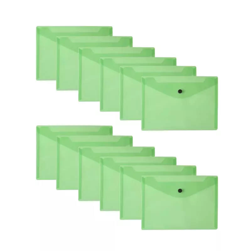 Pack of 12 Janrax A5 Green Document Wallets