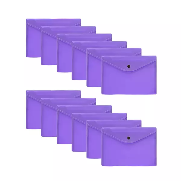 Pack of 12 Janrax A5 Purple Document Wallets