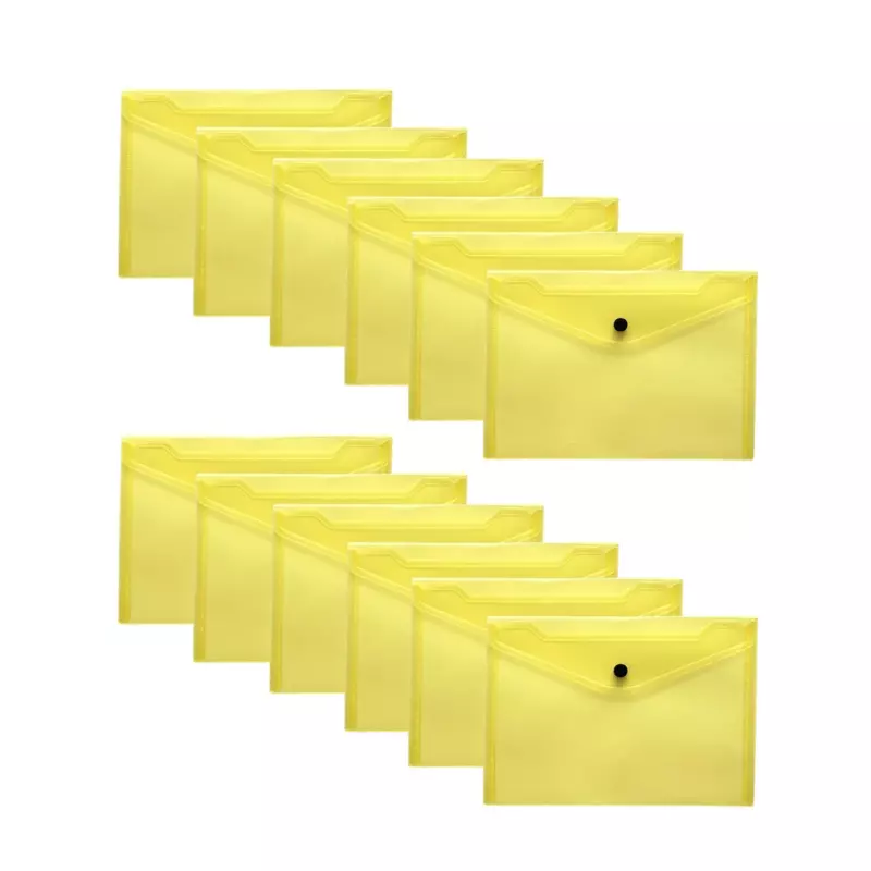 Pack of 12 Janrax A5 Yellow Document Wallets