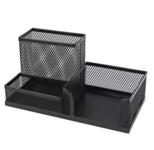 Black Mesh Desk Combination Stationery Holder - Metal Multi Desk Tidy