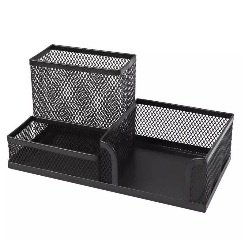 Black Mesh Desk Combination Stationery Holder - Metal Multi Desk Tidy