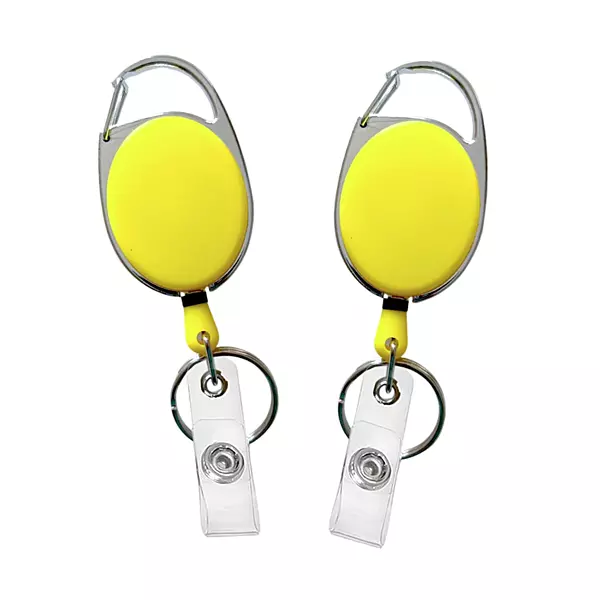 Yellow Solid Key Reel with Keyring & ID Card Badge Holder