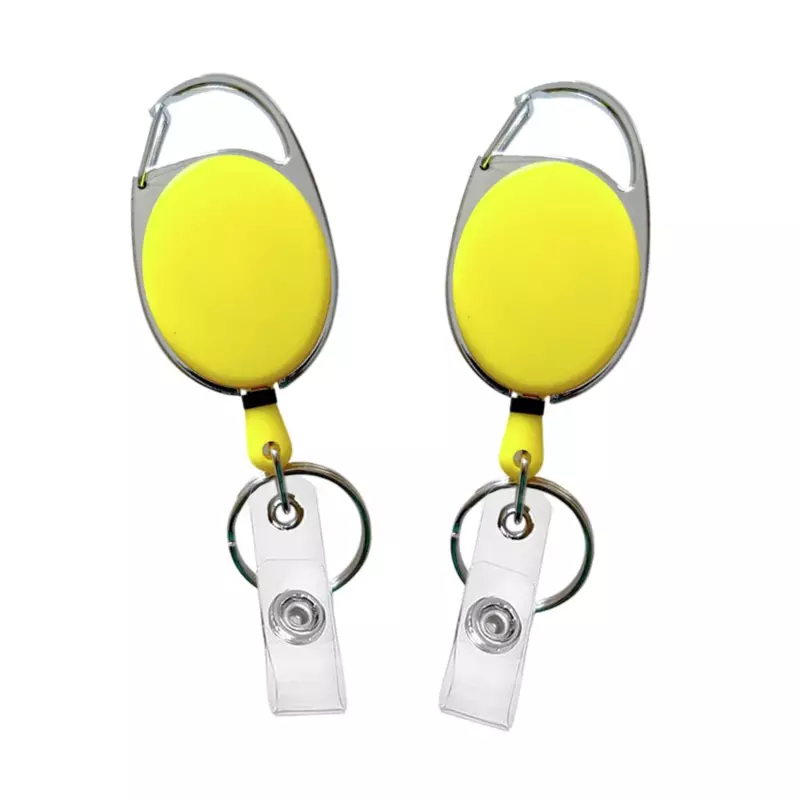 Yellow Solid Key Reel with Keyring & ID Card Badge Holder