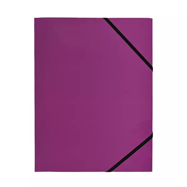 Janrax A4 Purple Laminated Card 3 Flap Folder with Elastic Closure