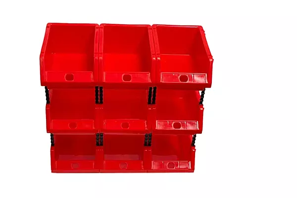 Stackable Red Storage Pick Bin with Riser Stands 170x118x75mm