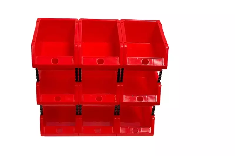 Stackable Red Storage Pick Bin with Riser Stands 170x118x75mm