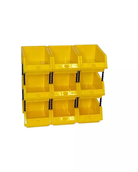 Stackable Yellow Storage Pick Bin with Riser Stands 170x118x75mm