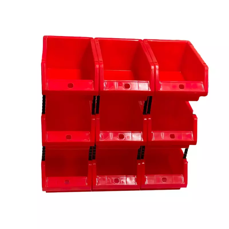 Stackable Red Storage Pick Bin with Riser Stands 245x158x108mm