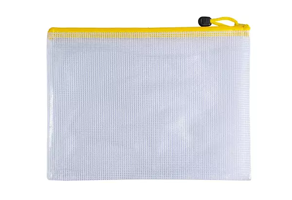 Pack of 12 A5 Yellow PVC Mesh Zip Bags